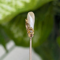 Antique Victorian 9K Gold Baroque Pearl Stick Pin, 11mm - XRF Tested