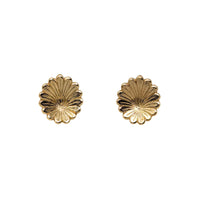 Vintage European Export 14K Solid Gold Fluted Flower Stud Earrings - 1.7g