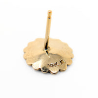 Vintage European Export 14K Solid Gold Fluted Flower Stud Earrings - 1.7g