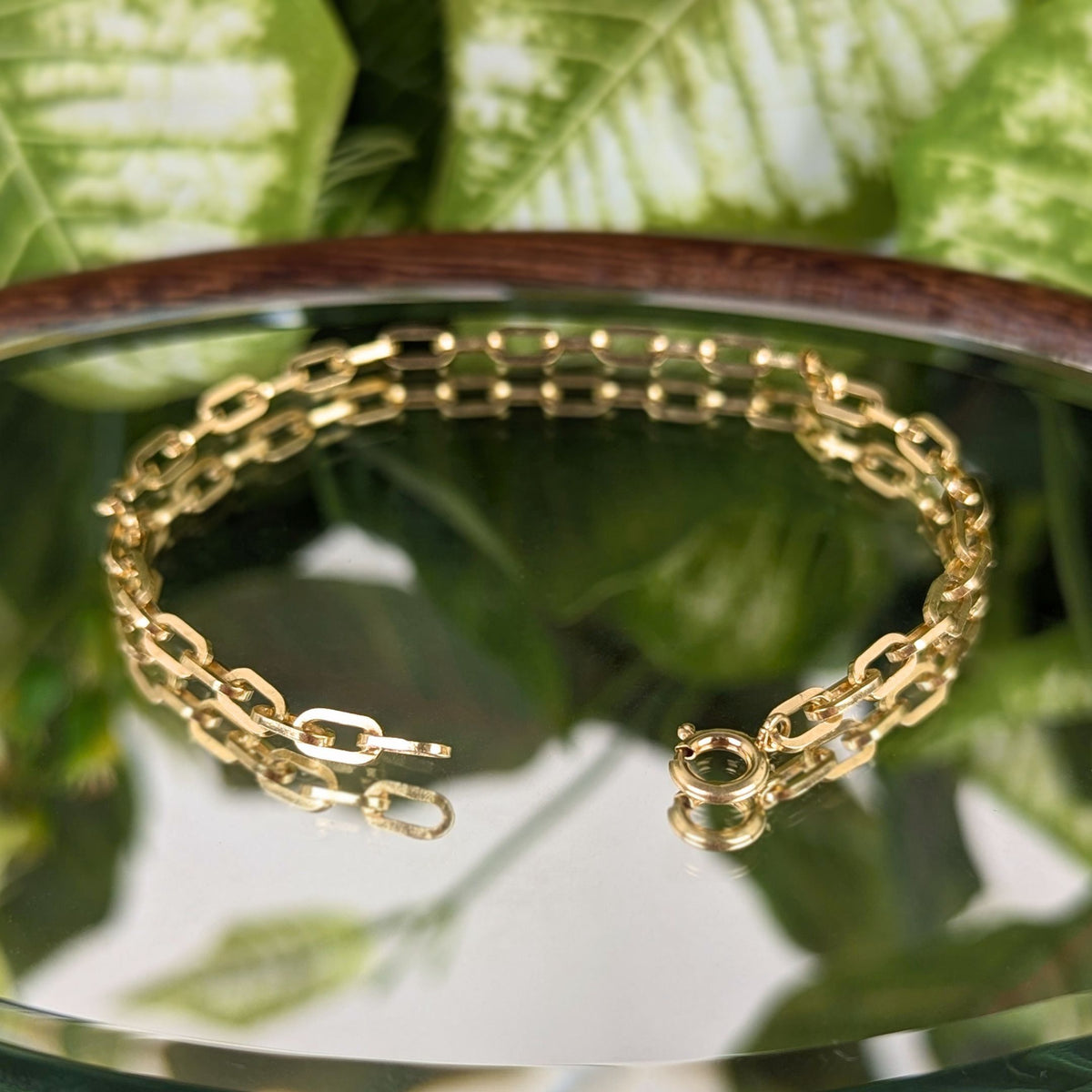 Vintage European 14K Yellow Gold Paperclip Link Chain Bracelet, 7.5"