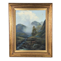Stag in the Scottish Highlands Oil on Canvas by Ernest F. Hill, ca. 1920