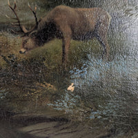 Stag in the Scottish Highlands Oil on Canvas by Ernest F. Hill, ca. 1920