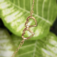 Vintage 14K Gold Open Double Heart 16” Necklace & 7” Bracelet