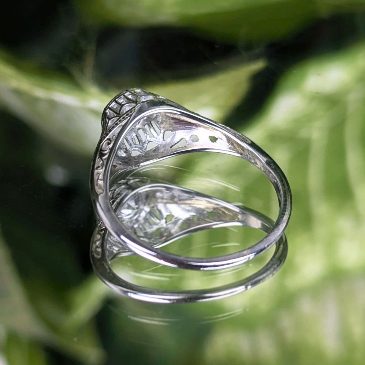 Antique Art Deco 18K White Gold 0.60ct Old European Cut Diamond Ring - Sz 6.5