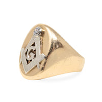 Antique 14K/15K Gold Masonic Signet Ring 14.4g Old Euro Diamond - Size 7.25