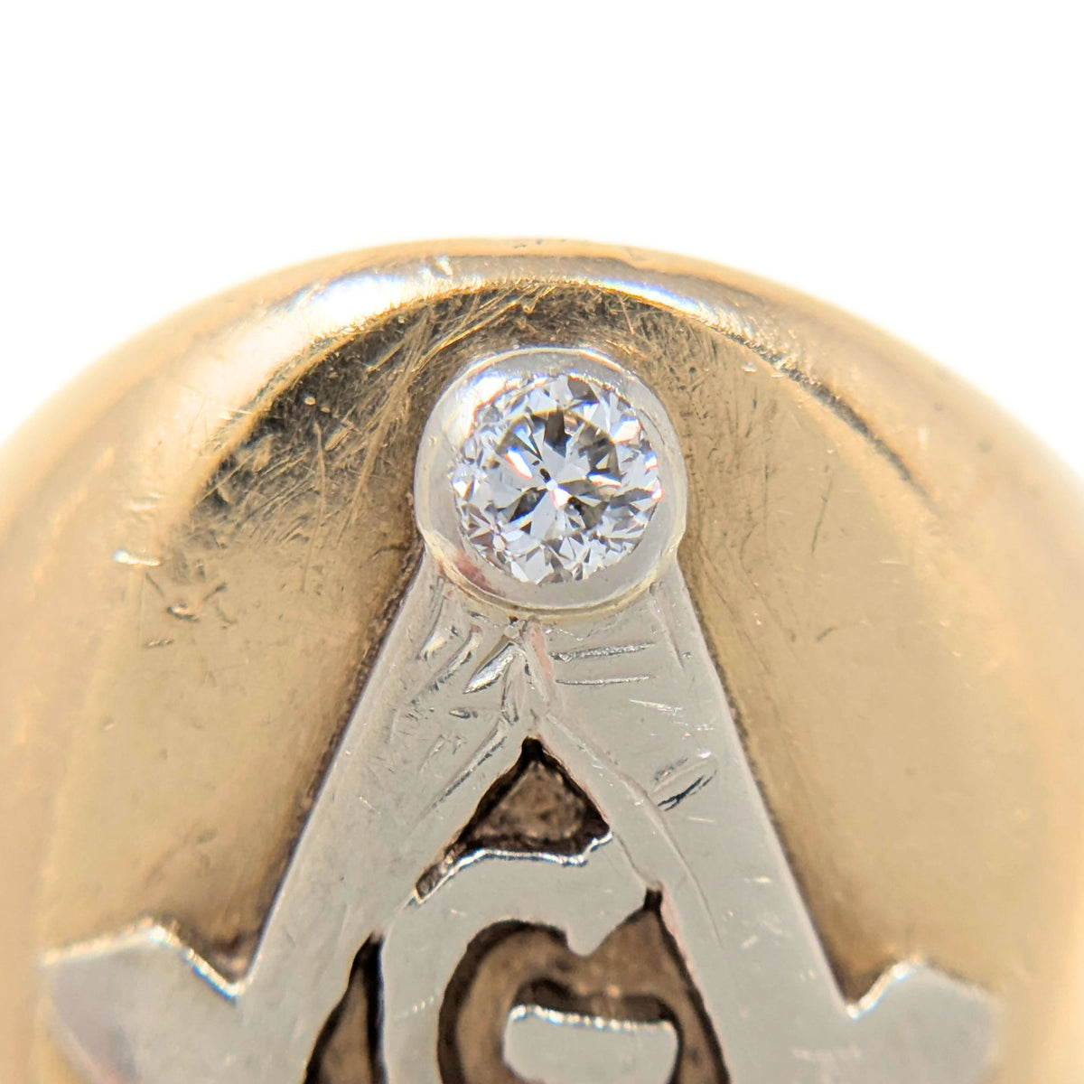 Antique 14K/15K Gold Masonic Signet Ring 14.4g Old Euro Diamond - Size 7.25