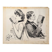 1902 Pen & Ink Drawing on Bristol Board "Their First Quarrel" After C.D. Gibson