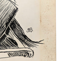 1902 Pen & Ink Drawing on Bristol Board "Their First Quarrel" After C.D. Gibson