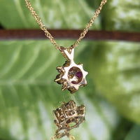 13K Gold Red Spinel & Diamond Necklace & Earrings Set
