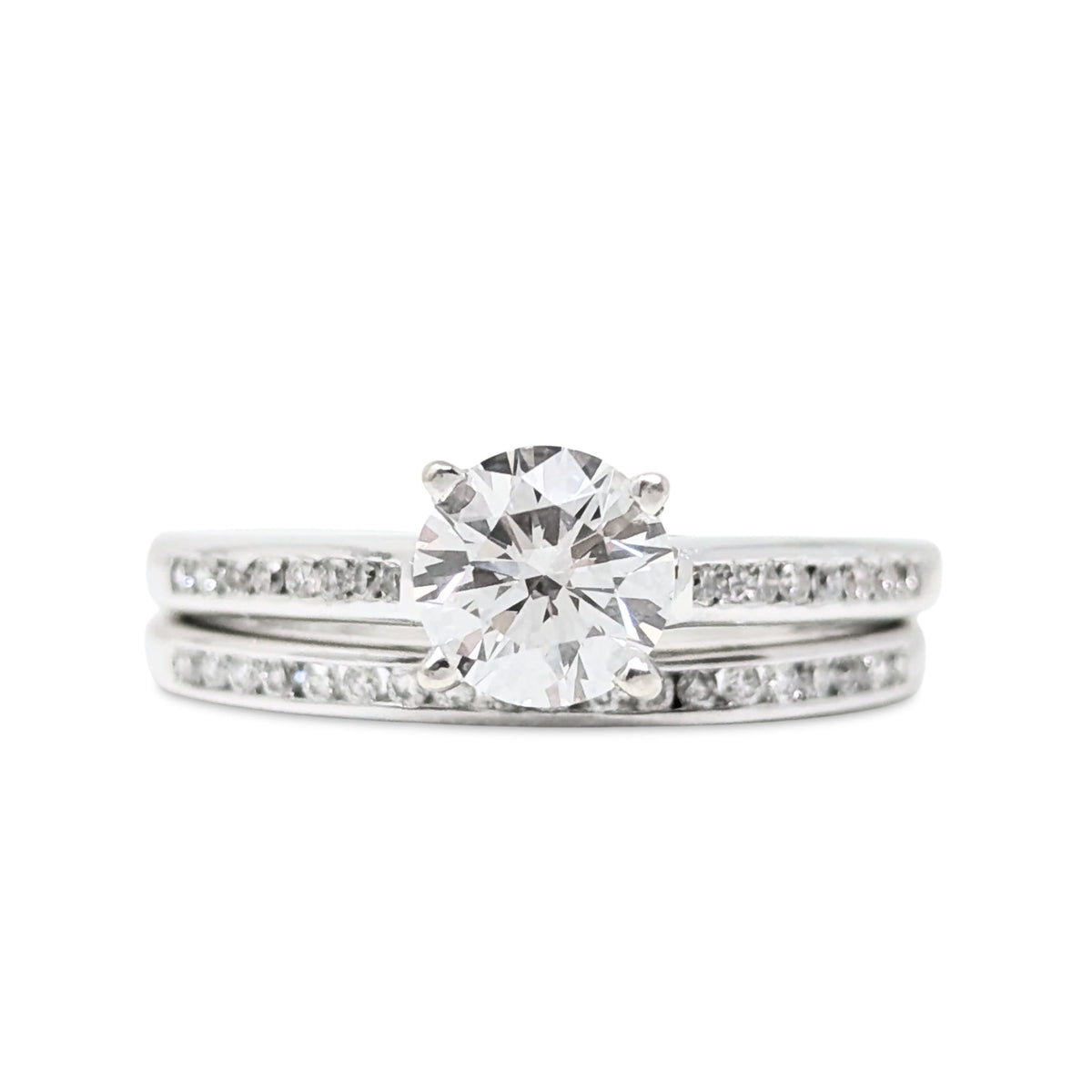 14K White Gold .75ct+ Diamond Solitaire Engagement Set - Size 5.75