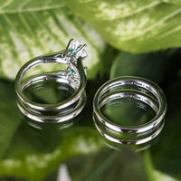 14K White Gold .75ct+ Diamond Solitaire Engagement Set - Size 5.75