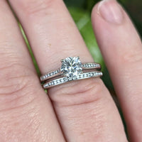 14K White Gold .75ct+ Diamond Solitaire Engagement Set - Size 5.75