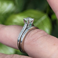 14K White Gold .75ct+ Diamond Solitaire Engagement Set - Size 5.75