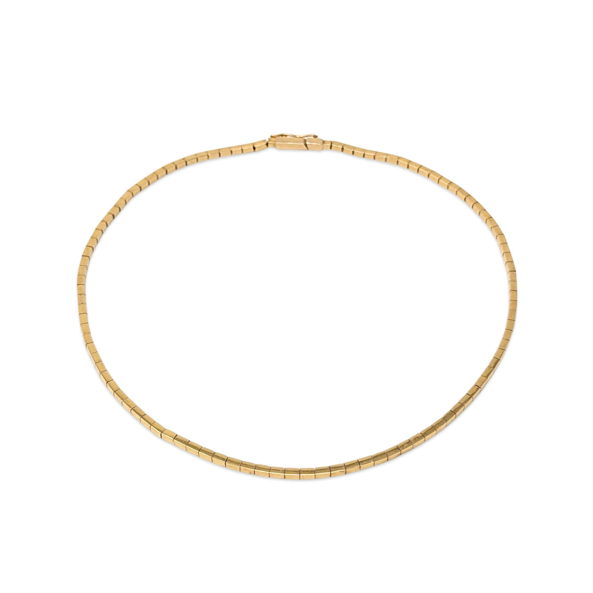 Vintage 18K (17K+ XRF) Yellow Gold Brick Link 14" Collar Necklace -  2mm, 14.7g