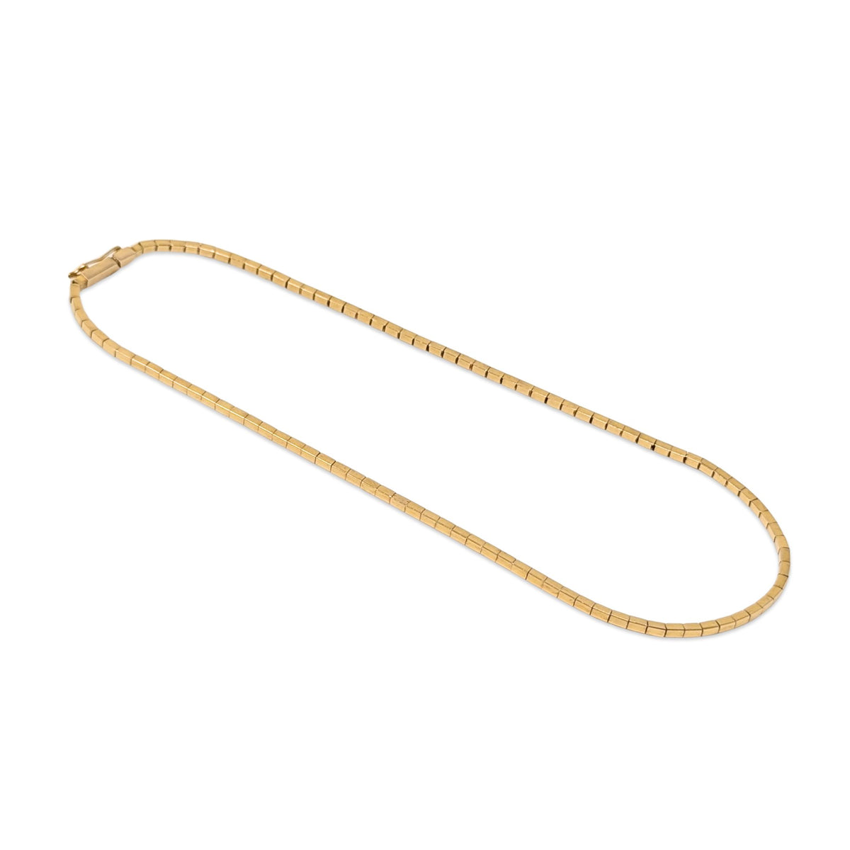 Vintage 18K (17K+ XRF) Yellow Gold Brick Link 14" Collar Necklace -  2mm, 14.7g