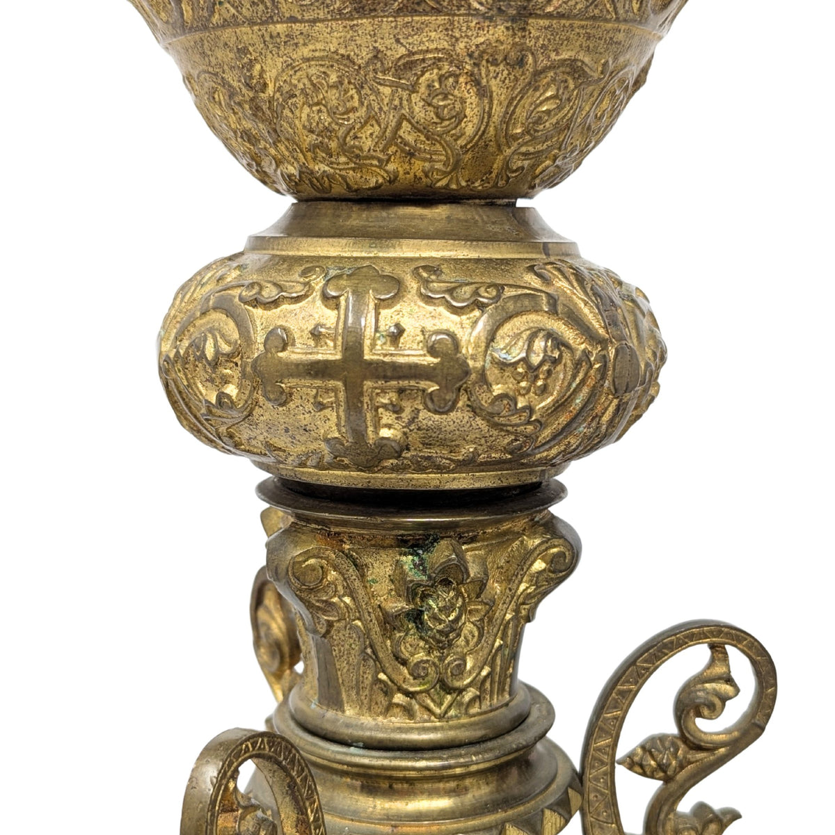 Antique Gilt Bronze 15" Alter/Tabernacle Pricket Candlesticks (Pair)