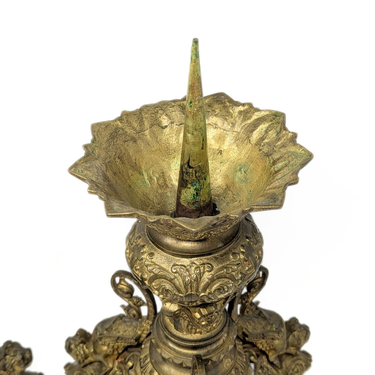 Antique Gilt Bronze 15" Alter/Tabernacle Pricket Candlesticks (Pair)