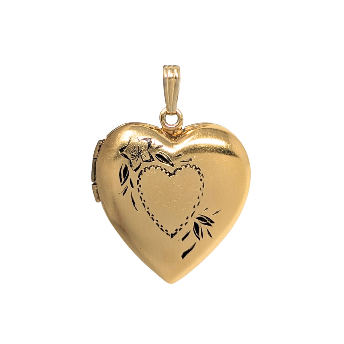 Vintage 14K Yellow Gold 1.3in Heart Locket Pendant, 6.2g