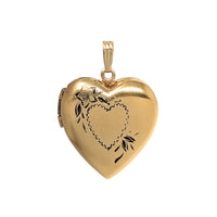 Vintage 14K Yellow Gold 1.3in Heart Locket Pendant, 6.2g
