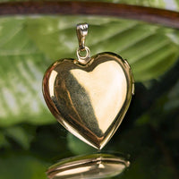 Vintage 14K Yellow Gold 1.3in Heart Locket Pendant, 6.2g