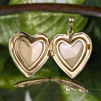 Vintage 14K Yellow Gold 1.3in Heart Locket Pendant, 6.2g