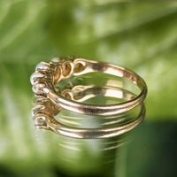 Antique Victorian 10K Gold 5 Pearl Half Hoop Pinky Ring - Size 4