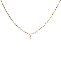 14K Gold RCI .20ct Diamond Solitaire 16.25" Necklace, 1.4mm Box Chain, 5.1g