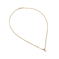 14K Gold RCI .20ct Diamond Solitaire 16.25" Necklace, 1.4mm Box Chain, 5.1g