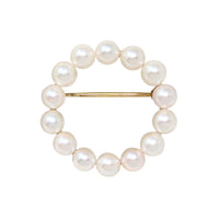 Vintage 14K Gold Mikimoto Blue Lagoon Akoya Pearl Wreath Brooch/Pin, 3.8g