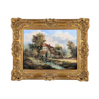 Elisabeth Paetz-Kalich Oil Painting on Masonite Panel, European Watermill Scene