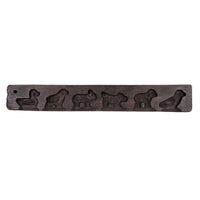 Antique 11.5" Carved Walnut Speculaas Cookie Mold, Animals, 19th c. Primitive