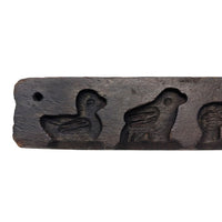 Antique 11.5" Carved Walnut Speculaas Cookie Mold, Animals, 19th c. Primitive