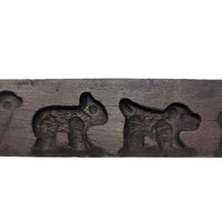 Antique 11.5" Carved Walnut Speculaas Cookie Mold, Animals, 19th c. Primitive