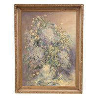 Vintage 32"x 42" Gold Ornate Frame w/ Signed 1953 Still Life Painting (Restoration Project)