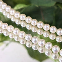 Vintage 30" Cultured Pearl Necklace, 14K/13K White Gold Diamond Cluster Clasp