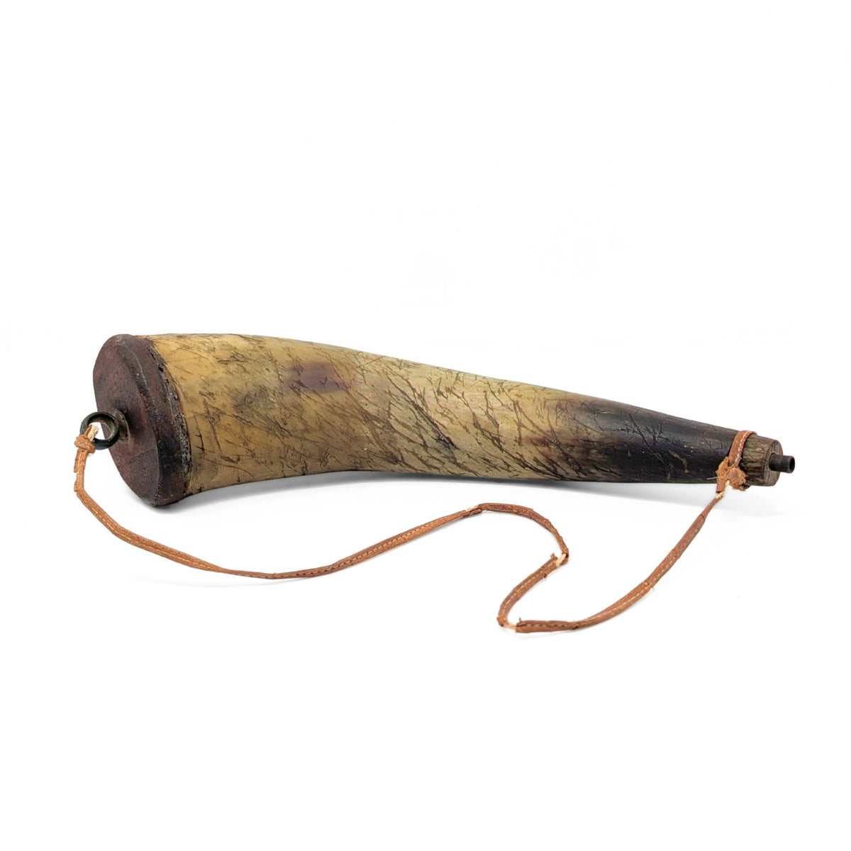 Antique 19th c. Frontier Powder Horn 11.75” Muzzleloader Priming Spout Stopper