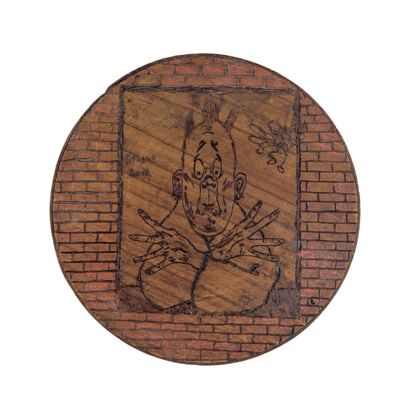 Antique 1903 Pyrography Folk Art Cartoon Box, Signed T.R. White Norfolk VA