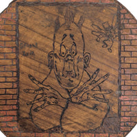 Antique 1903 Pyrography Folk Art Cartoon Box, Signed T.R. White Norfolk VA