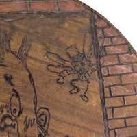 Antique 1903 Pyrography Folk Art Cartoon Box, Signed T.R. White Norfolk VA