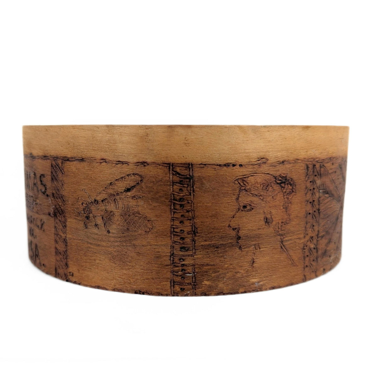Antique 1903 Pyrography Folk Art Cartoon Box, Signed T.R. White Norfolk VA