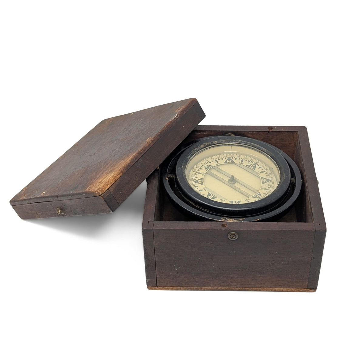Antique Polaris Marine Ship Compass in Slip-Lid Box, Chesapeake Bay