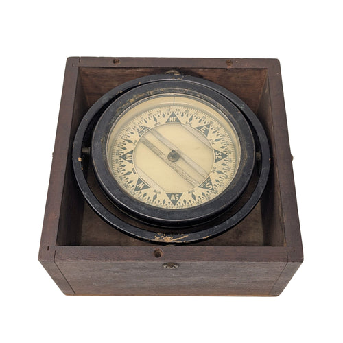 Antique Polaris Marine Ship Compass in Slip-Lid Box, Chesapeake Bay