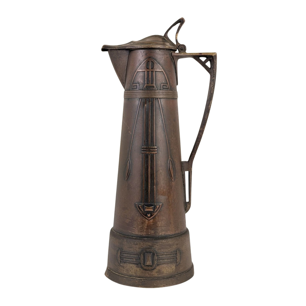 Antique Carl Deffner Esslingen Art Nouveau/Jugendstil Copper Claret Jug, 14"