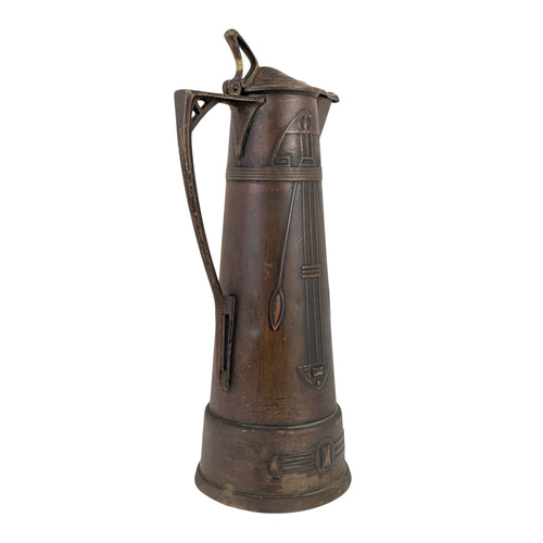 Antique Carl Deffner Esslingen Art Nouveau/Jugendstil Copper Claret Jug, 14"
