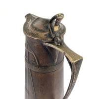 Antique Carl Deffner Esslingen Art Nouveau/Jugendstil Copper Claret Jug, 14"