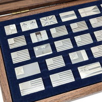 1974 Franklin Mint Great Flags of America 42 Sterling Silver Ingot Set, Case COA
