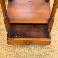Antique 19th c. Pine Washstand Table w/ Drawer & Towel Bars, Knapp Joint Joinery