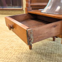 Antique 19th c. Pine Washstand Table w/ Drawer & Towel Bars, Knapp Joint Joinery
