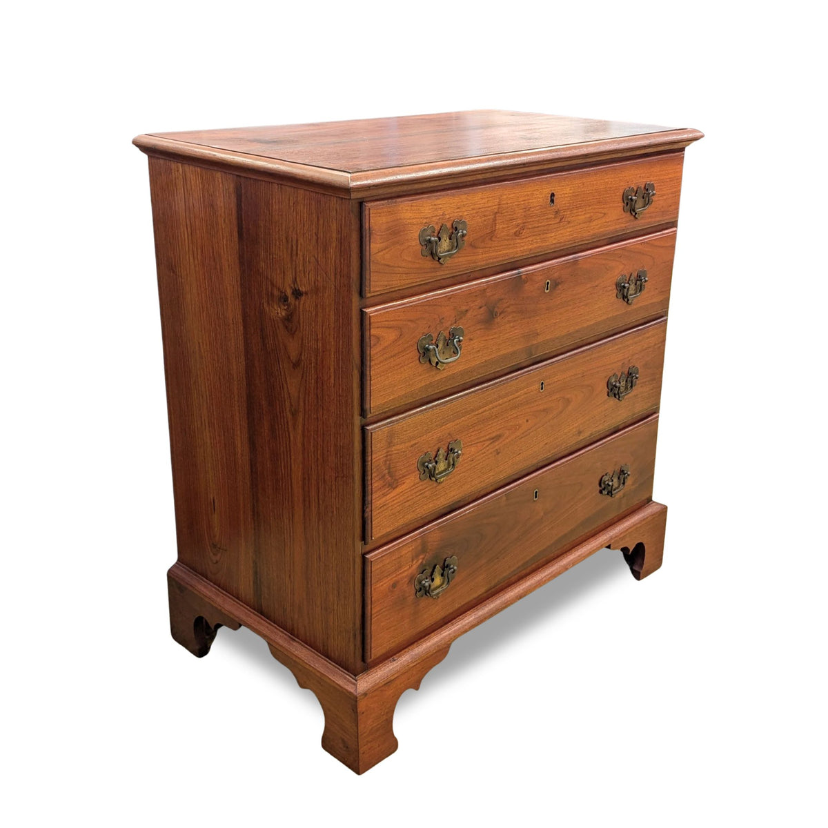 Vintage Solid Walnut 4-Drawer Bachelor's Chest / Dresser - Colonial Revival