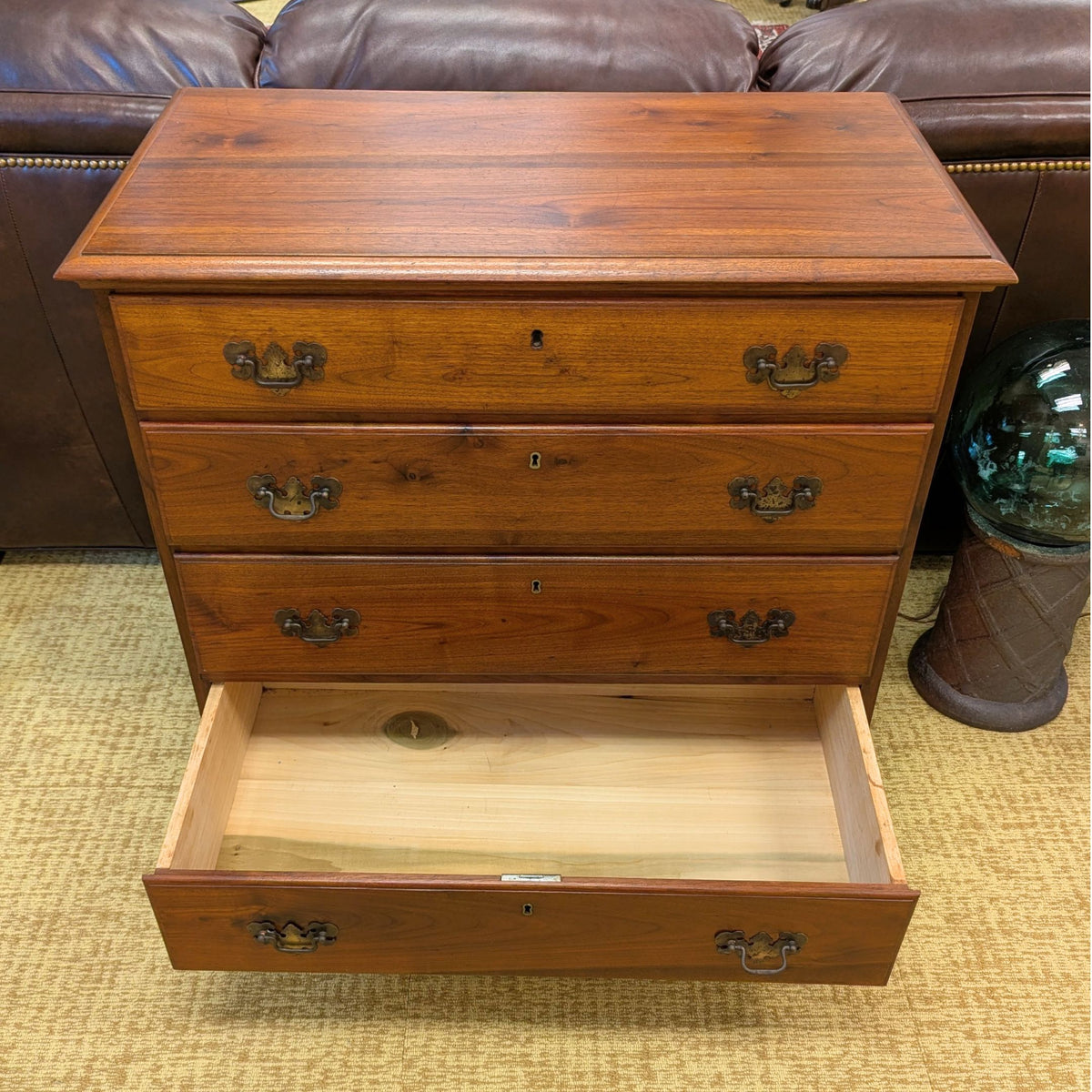 Vintage Solid Walnut 4-Drawer Bachelor's Chest / Dresser - Colonial Revival
